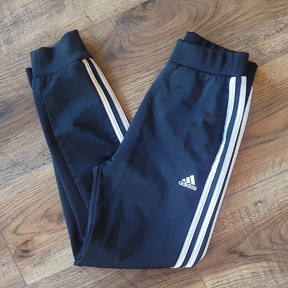 Adidas Black & White Track Pants, Size 8